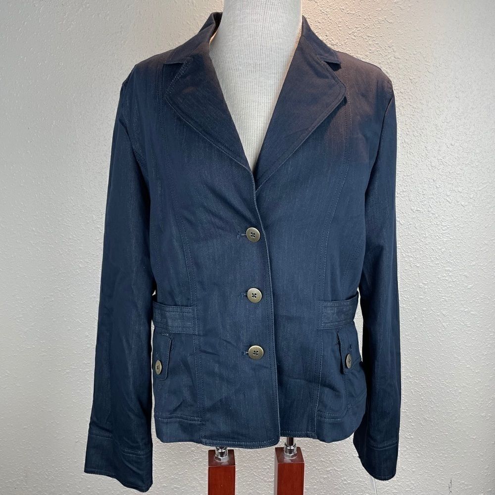 NWT Sharagano Navy Blue Jacket Top Size L